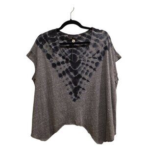 We The Free Womens Tie-Dye Gray Blue V-Neck Top Tee T-Shirt XS